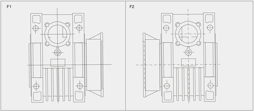 NMRV+NMRV雙蝸輪減速機(jī)法蘭位置圖